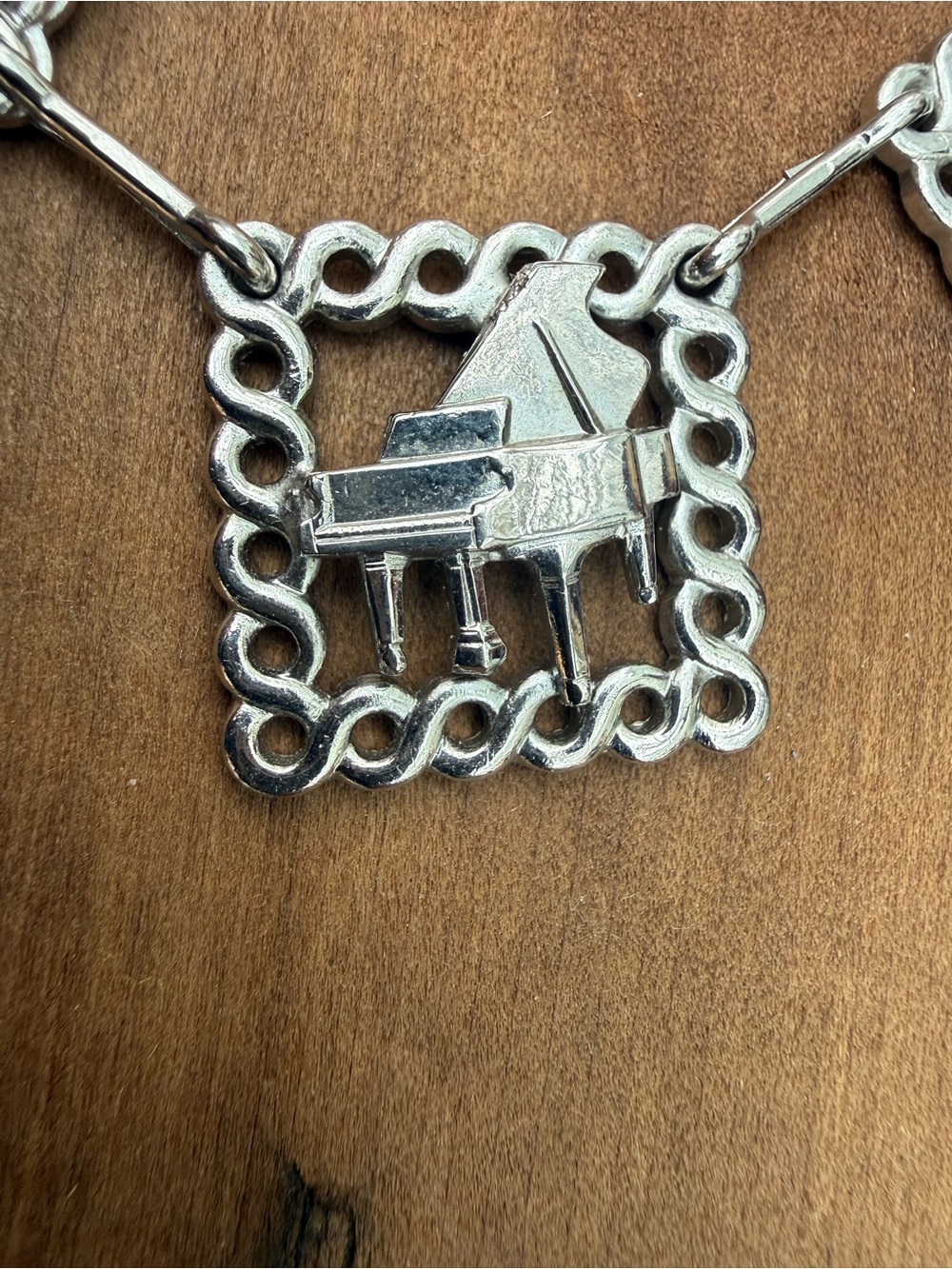 Vintage Silver-tone Music-Themed Charm Necklace - Silver - Picture 3 of 7
